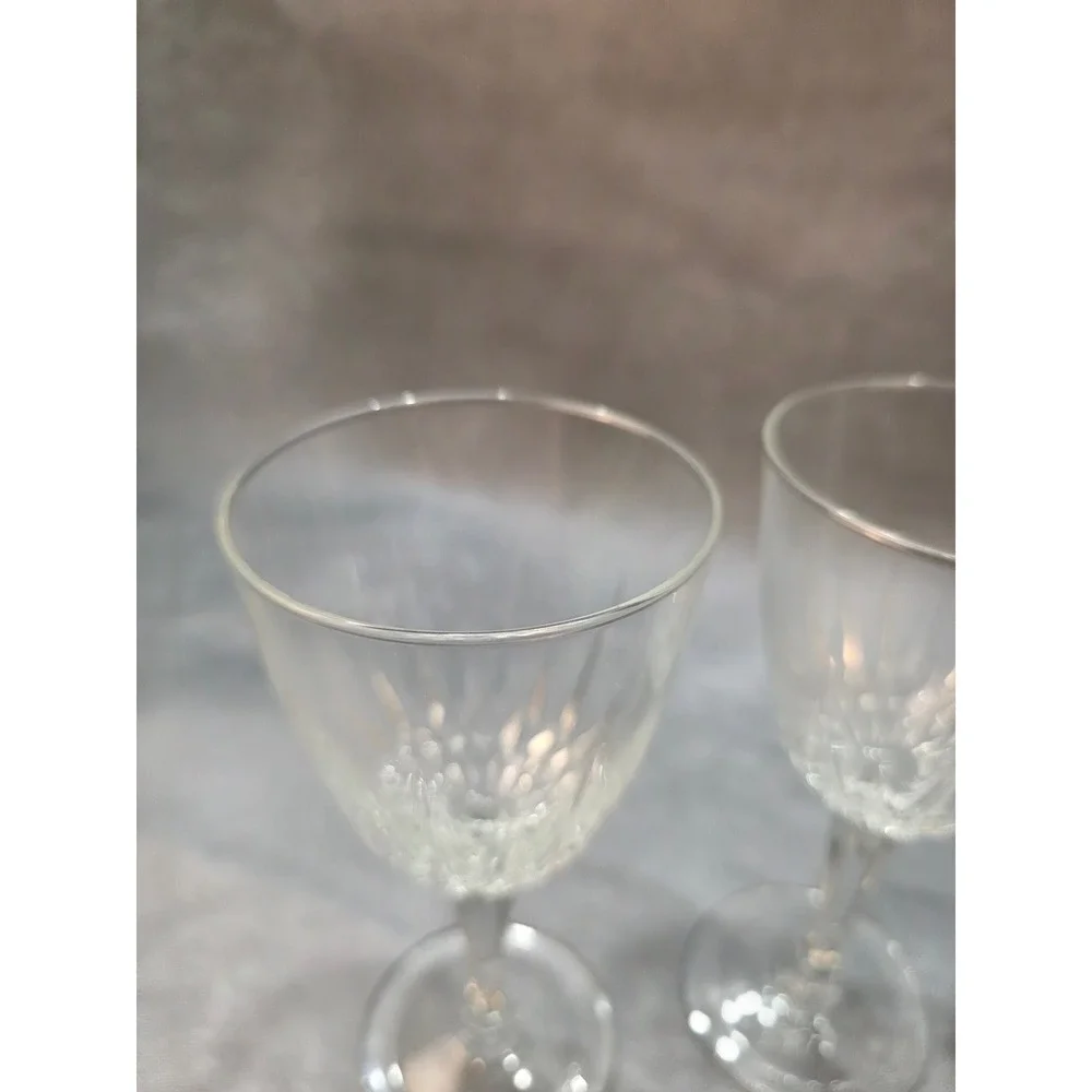 Vintage Cut Crystal Stemware Set 8 Pieces Wine Goblets and Footed Tumblers Clear